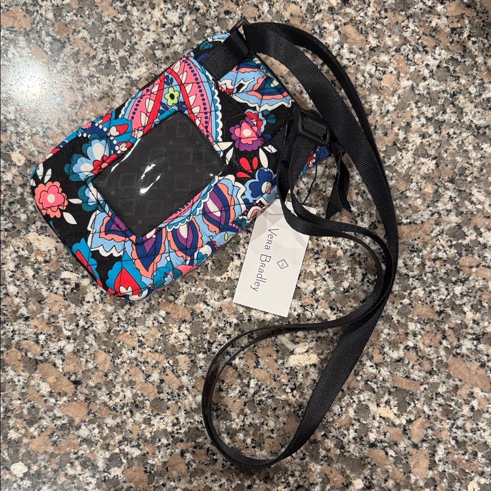 Vera Bradley Colorful Floral Crossbody Bag - Black and Blue
